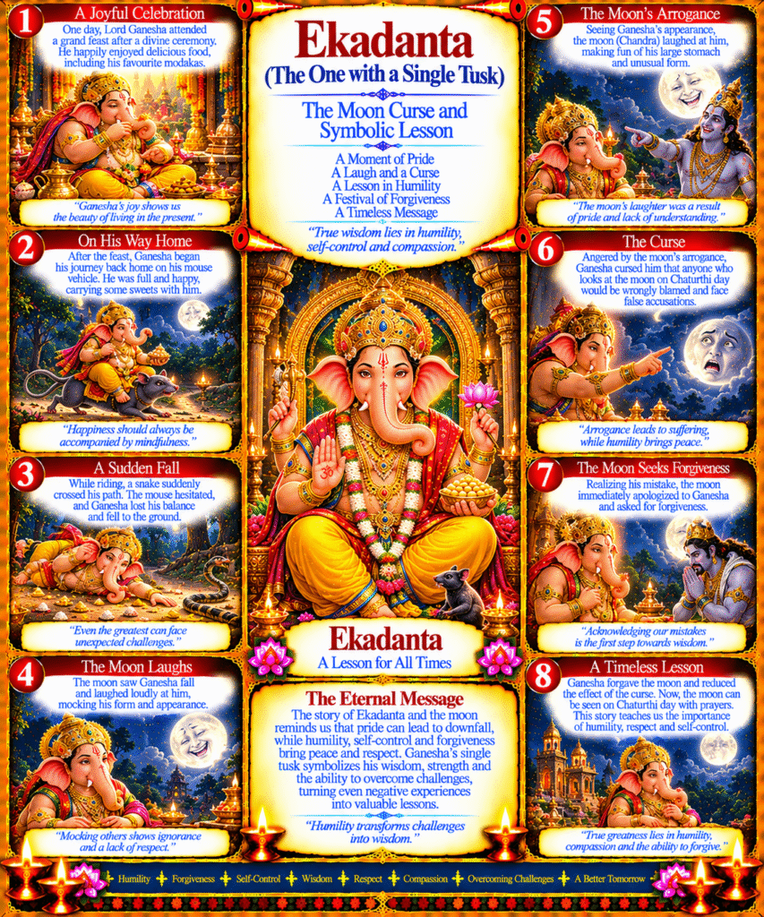 Ekadanta (The One with a Single Tusk): The Moon Curse and Symbolic Lesson