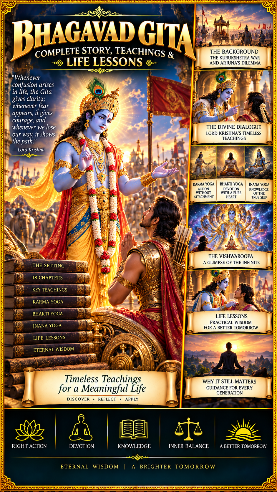 Bhagavad Gita: Complete Story, Teachings & Life Lessons
