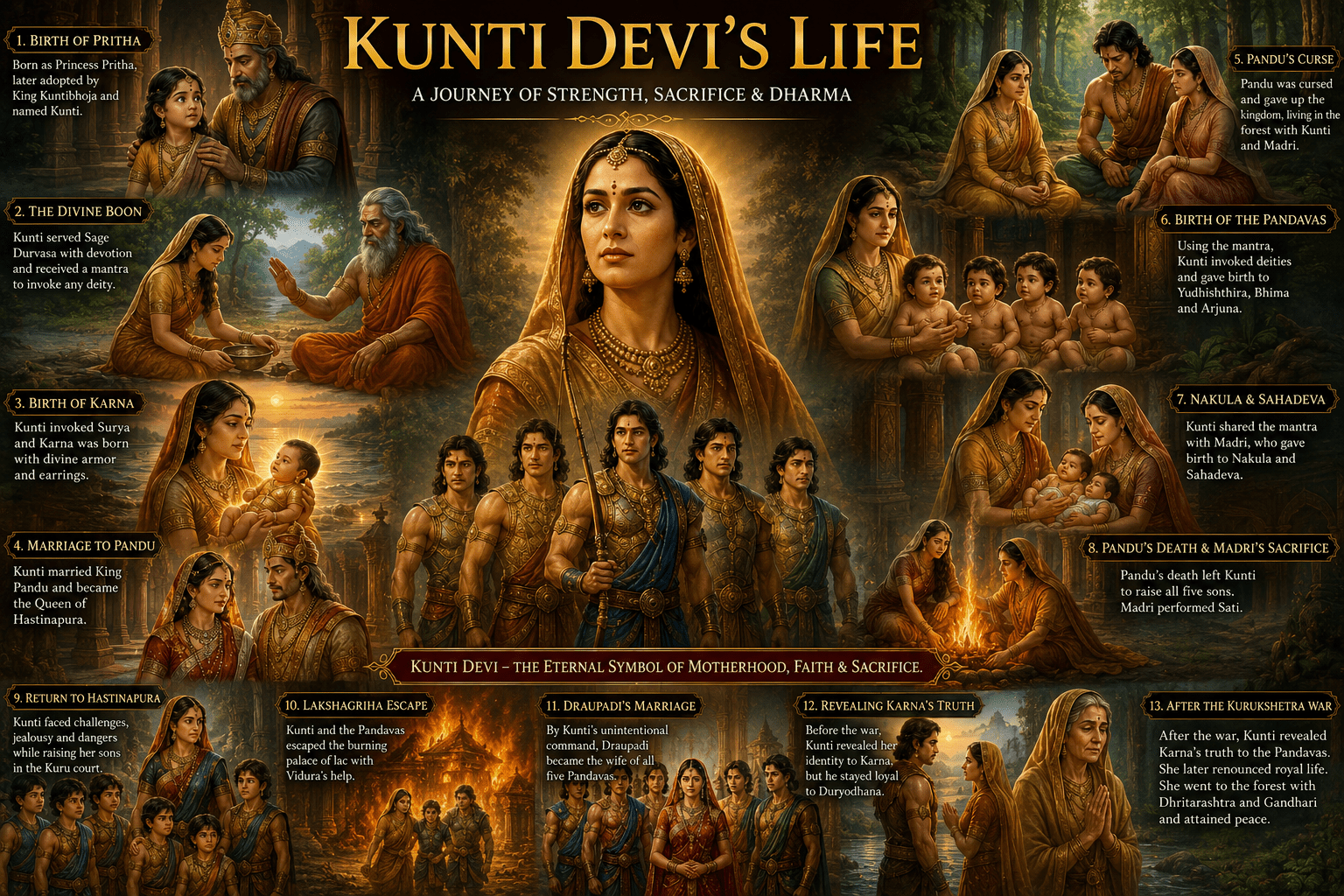 Kunti Devi's Life - Kunti Devi in Mahabharata