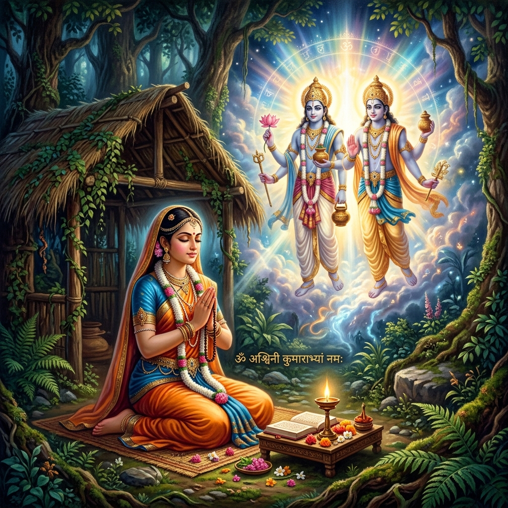 Madri invoking the Ashwini Kumaras in the Mahabharata