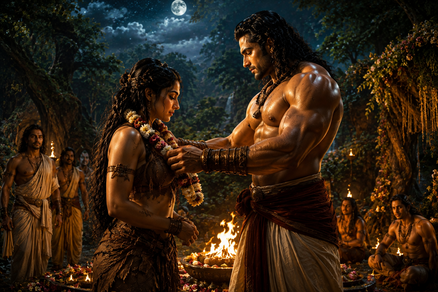 Gandharva forest wedding of Bhima and Hidimbi