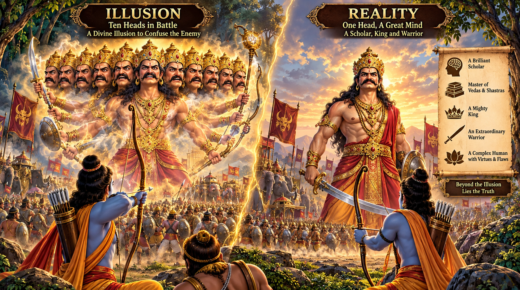 The Illusion vs Reality of Ravana's Ten Heads in Battle