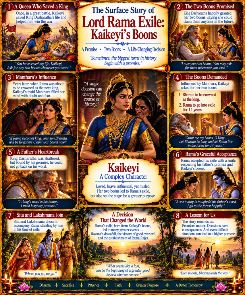 The Surface Story of Lord Rama Exile: Kaikeyi's Boons