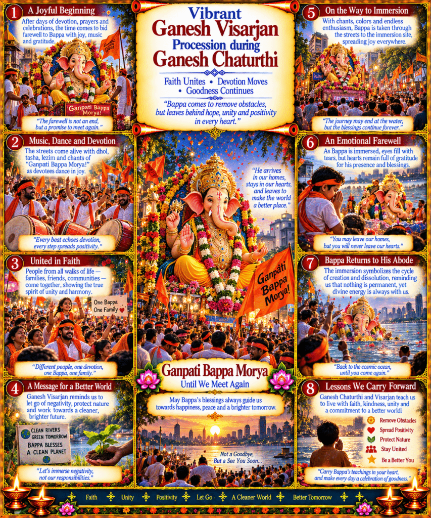 Vibrant Ganesh Visarjan procession during Ganesh Chaturthi