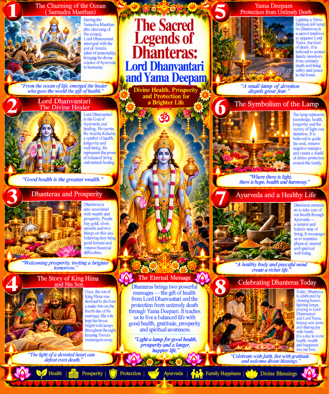 The Sacred Legends of Dhanteras: Lord Dhanvantari and Yama Deepam