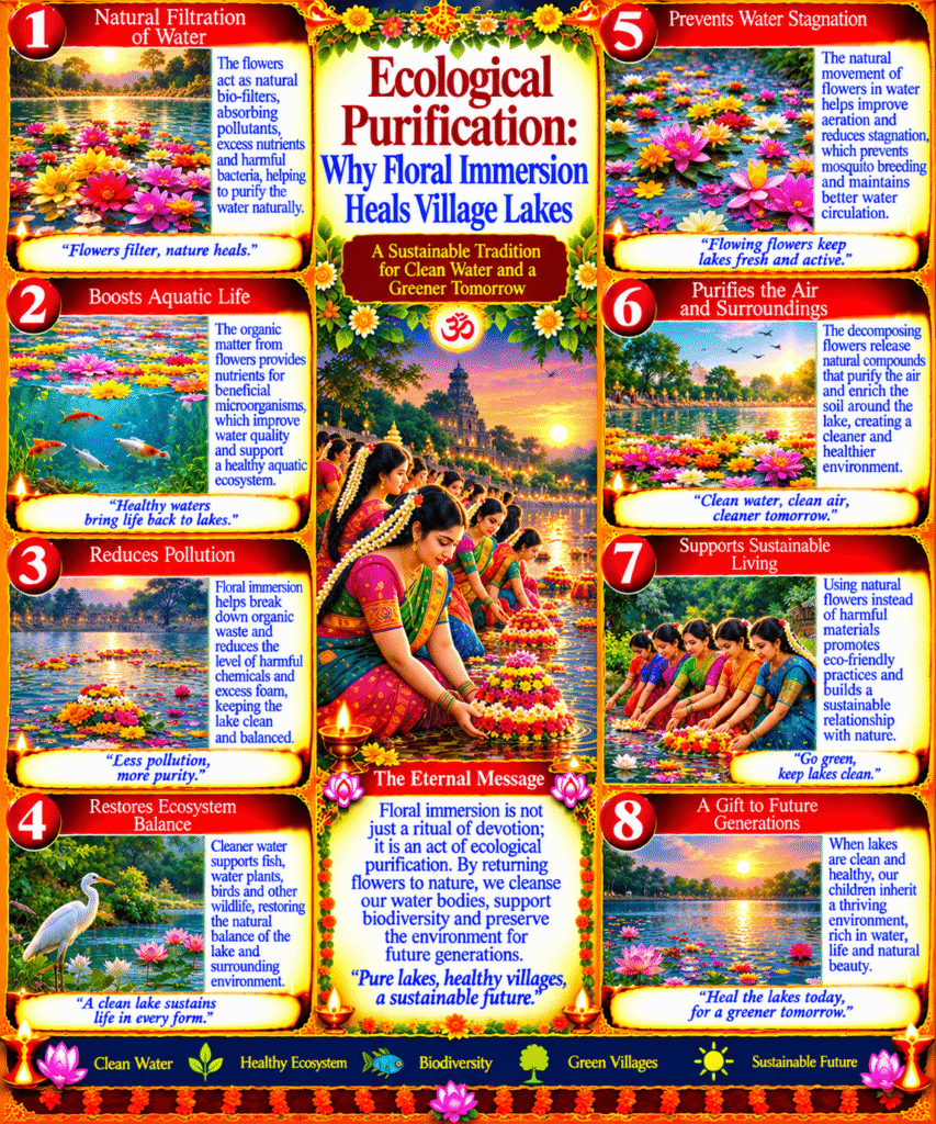 Telangana's Tradition : Ecological Purification: Why Floral Immersion Heals Village Lakes