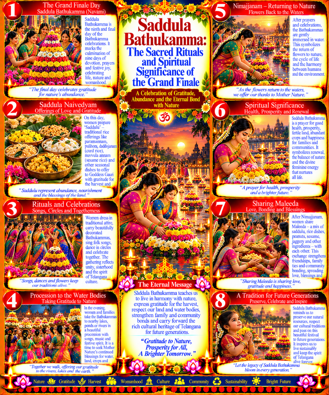 Saddula Bathukamma: The Sacred Rituals and Spiritual Significance of the Grand Finale