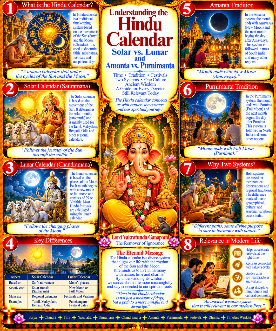 Understanding the Hindu Calendar: Solar vs. Lunar and Amanta vs. Purnimanta