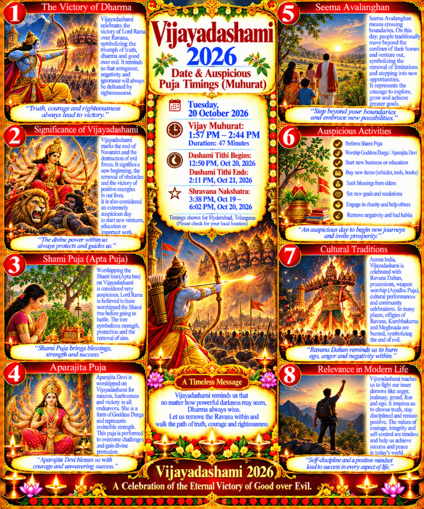 Vijayadashami 2026 Date & Auspicious Puja Timings (Muhurat)
